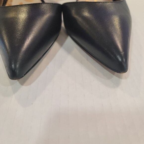 Sam Edelman  9.5M 'ONYX' Black Leather Pointed Toe Pumps Stiletto Croc Embossed - Picture 4 of 14